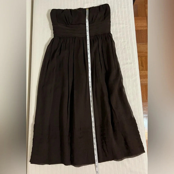 J. Crew Strapless Silk Chiffon Dress. Size 0. Chocolate brown - Picture 14 of 15